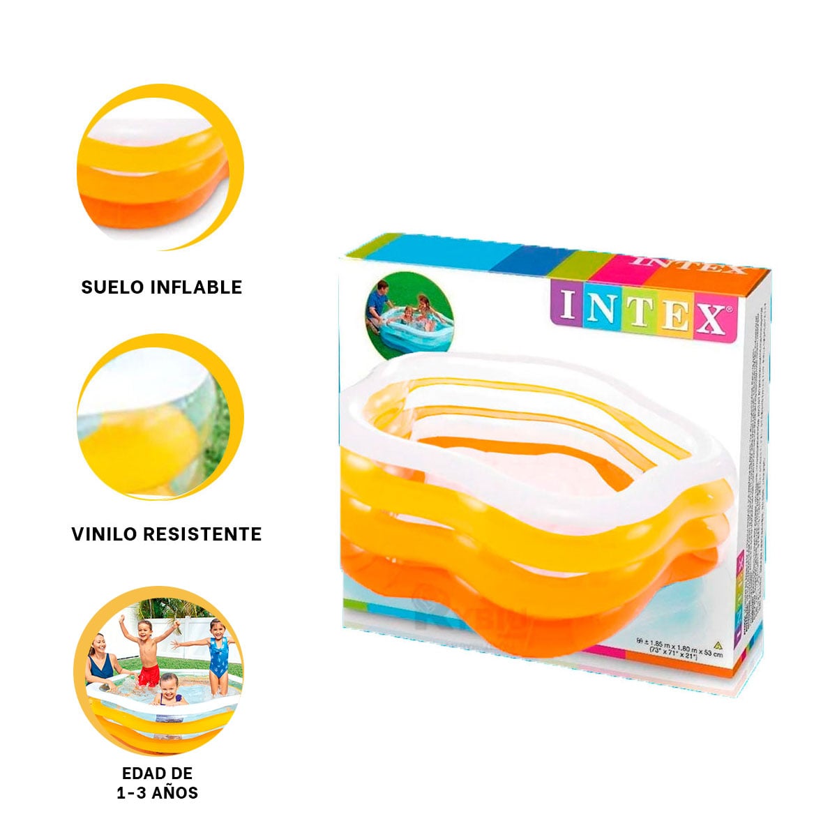 ALBERCA FULL DIVERSION EN COLOR NARANJA Y+REGALO STICKERS - 2