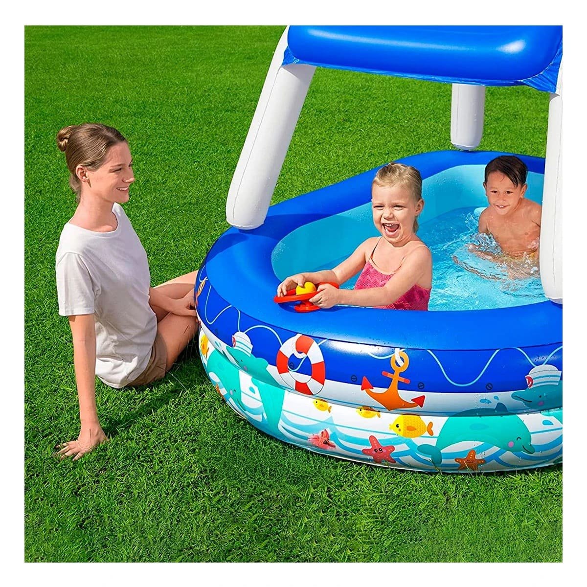 PISCINA CASERA ESTILO MARINO PARA CASA Y PATIO CON AMBIENTE VERANIEGO Y+LIGAS REGALO - 1