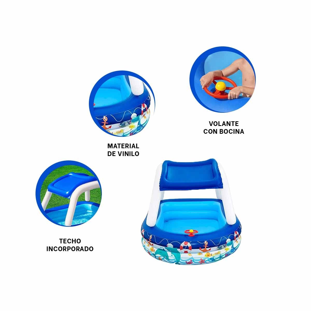PISCINA CASERA ESTILO MARINO PARA CASA Y PATIO CON AMBIENTE VERANIEGO Y+LIGAS REGALO - 3