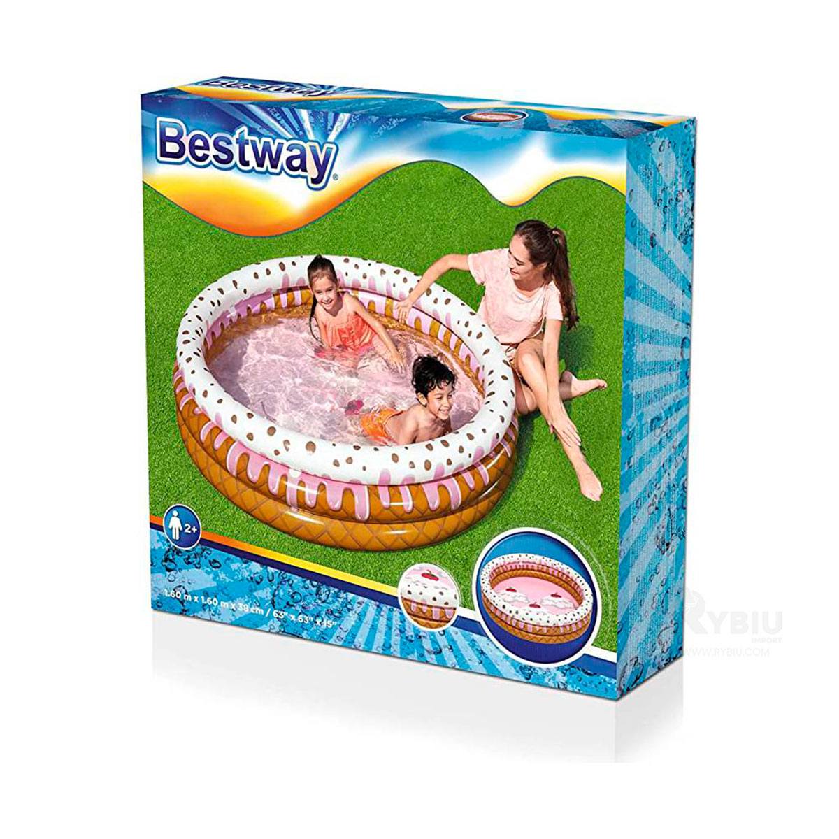 PISCINA HEXAGONAL INFLABLE AMPLIO COMODO NARANJA - 2