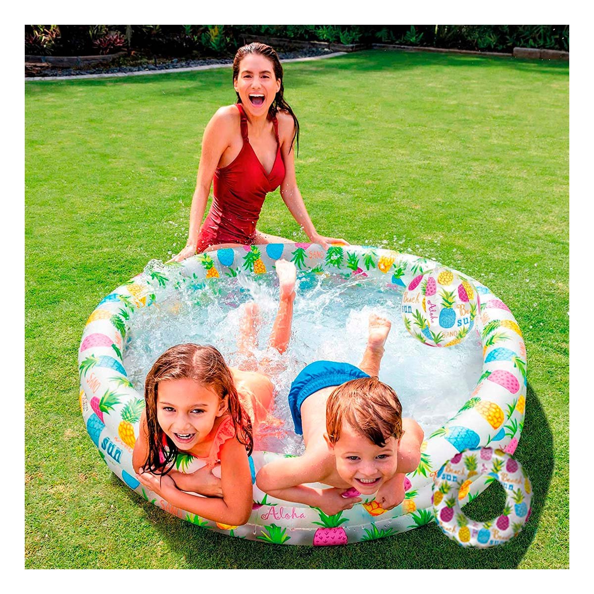 ESTANQUE INFLABLE DECORATIVO PARA CASA CON AMBIENTE VERANO Y JUEGO ACUATICO Y+POST IT - 3