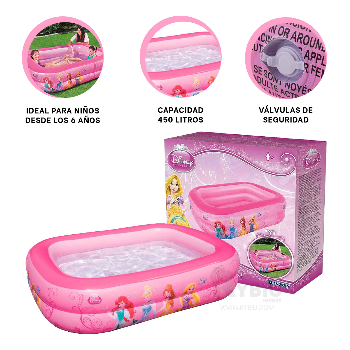 ALBERCA SEGURO PARA BEBE DE ROSADO Y+BANDERITAS ADHESIVAS - 4
