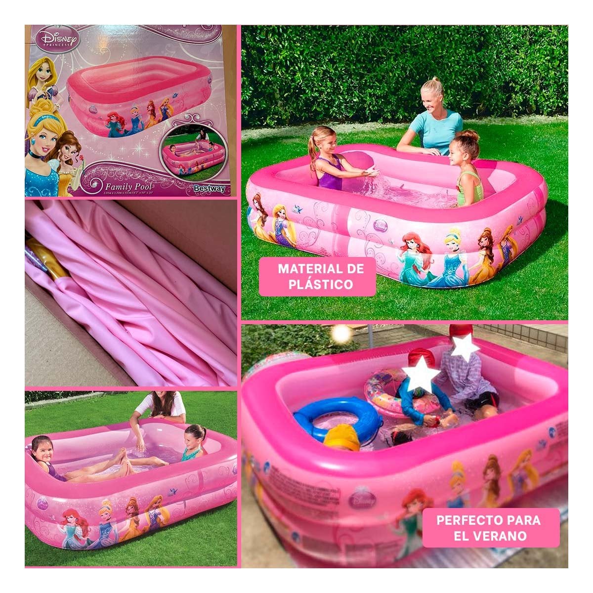 PISCINETA INFLABLE PRINCESA PARA JARDIN CON ESTILO DECORATIVO FESTIVO Y+LIGAS REGALO - 5