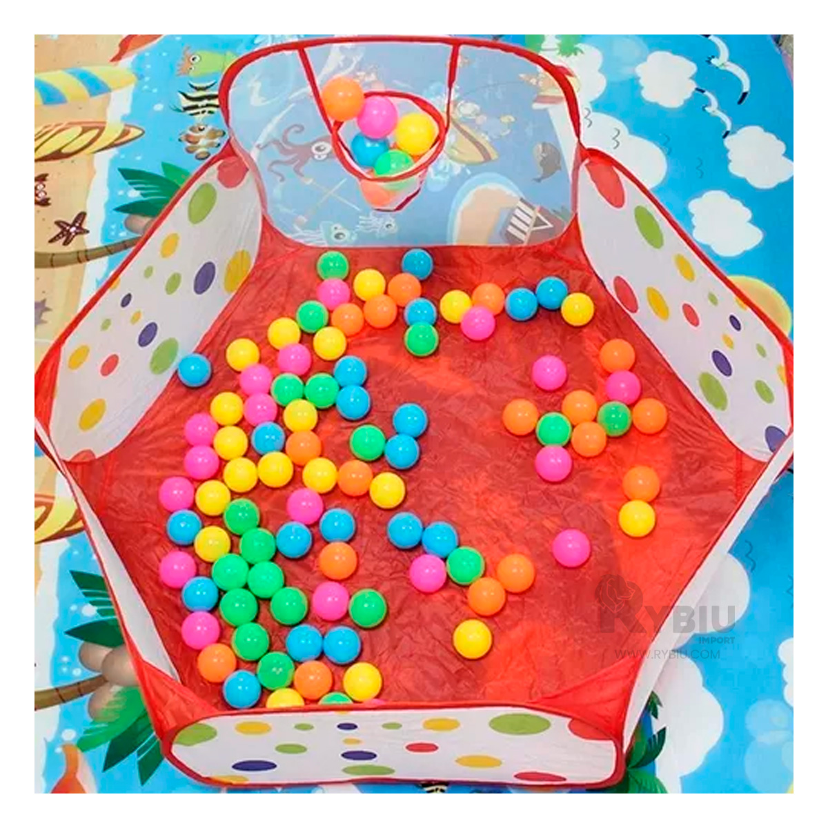 PILETA DE AIRE FACIL EN MULTICOLOR Y+BANDERITAS ADHESIVAS - 4