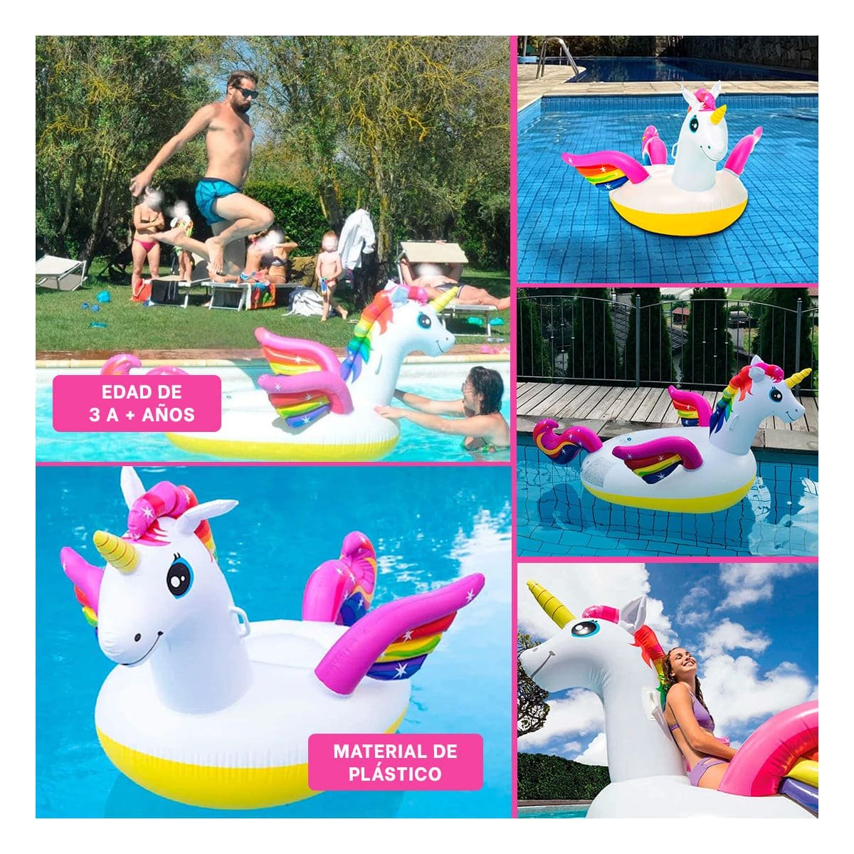 FLOTANTE UNICORNIO 201 X 140 X 97 CM DIVERTIDO PARA PISCINA Y+POST IT - 1
