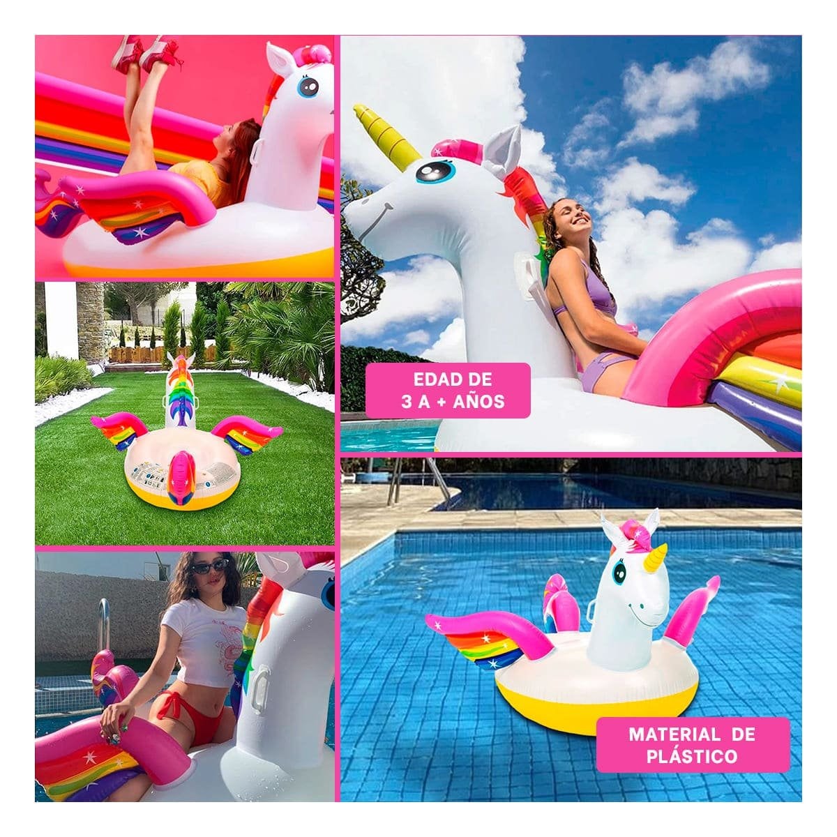 FLOTANTE UNICORNIO 201 X 140 X 97 CM DIVERTIDO PARA PISCINA Y+POST IT - 5