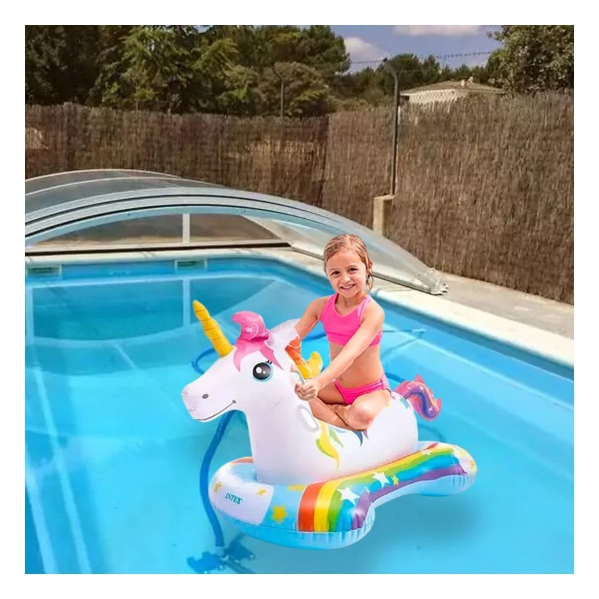 INFLABLE INFANTIL UNICORNIO 163 X 86 CM PARA PISCINA Y+LIGAS REGALO - 1