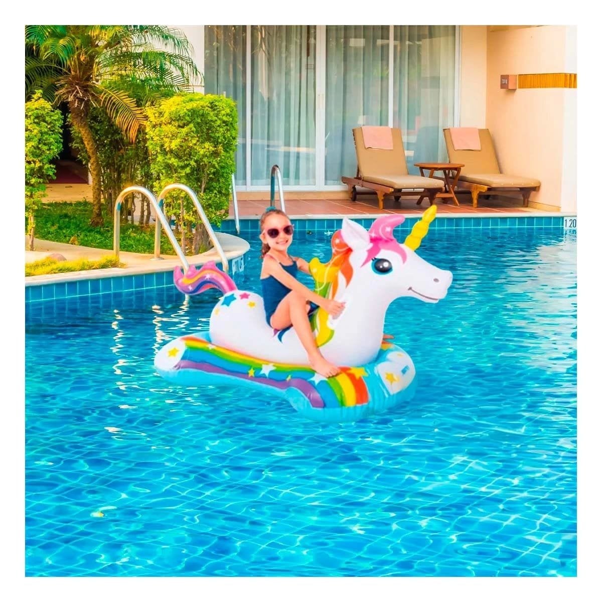 INFLABLE INFANTIL UNICORNIO 163 X 86 CM PARA PISCINA Y+LIGAS REGALO - 2