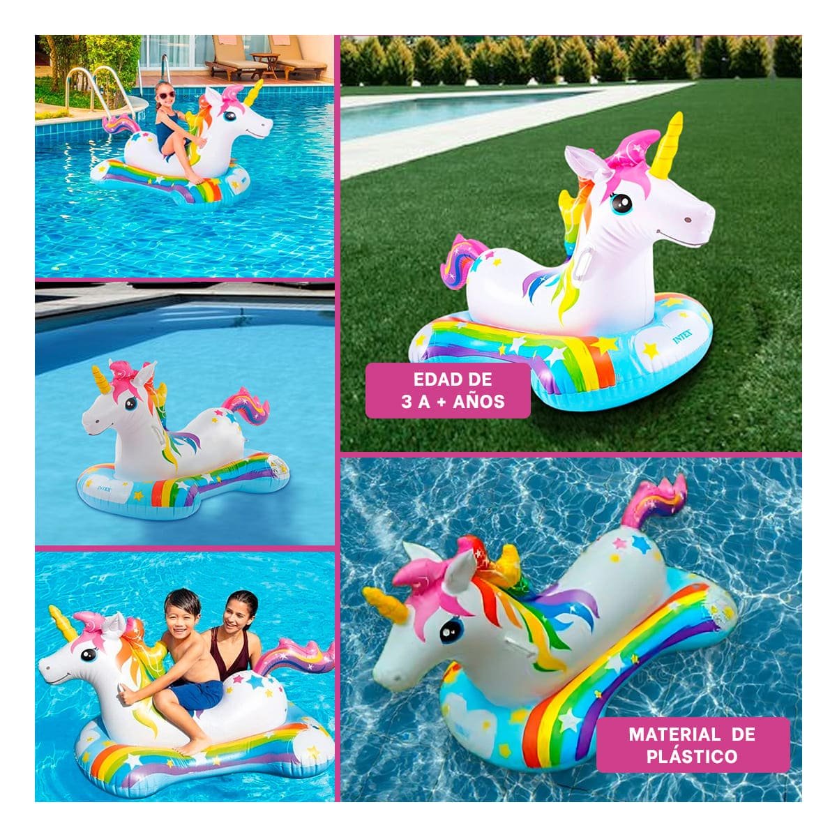 INFLABLE INFANTIL UNICORNIO 163 X 86 CM PARA PISCINA Y+LIGAS REGALO - 5