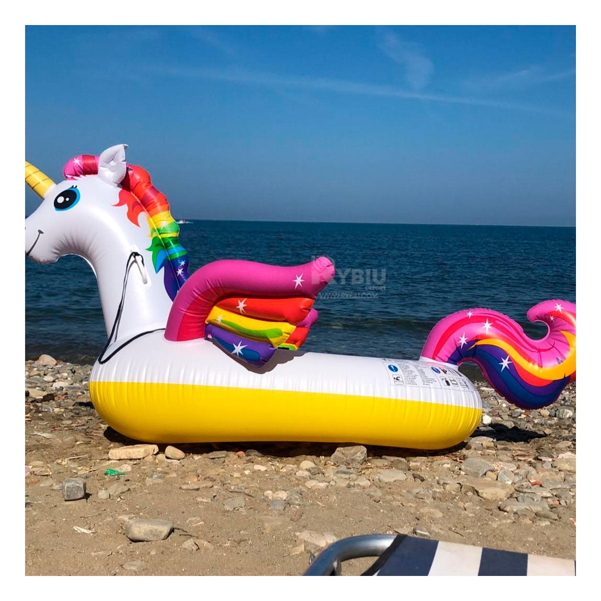 INFLABLE SENCILLO Y COMODO DE UNICORNIO Y+GIFT STICKERS - 1
