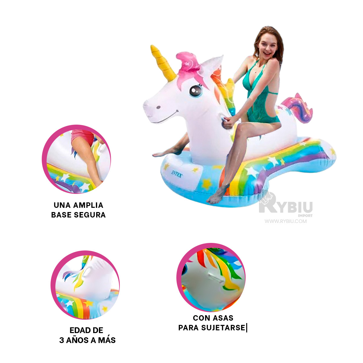INFLABLE SIMPLE UNICORNIO 163X86CM Y+ENVOLTORIO DE REGALO - 1