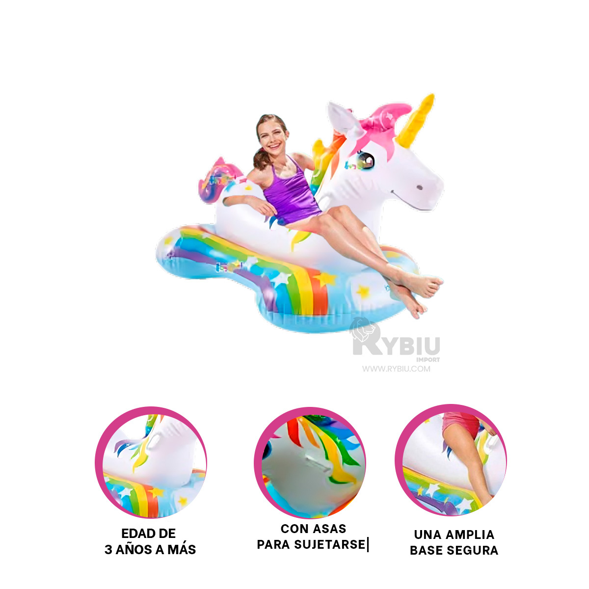 INFLABLE SIMPLE UNICORNIO 163X86CM Y+ENVOLTORIO DE REGALO - 4