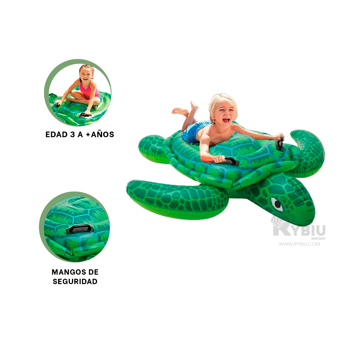 INFLABLE LIGERO Y COMODO DE TORTUGA VERDE Y+REGALO STICKERS - 3