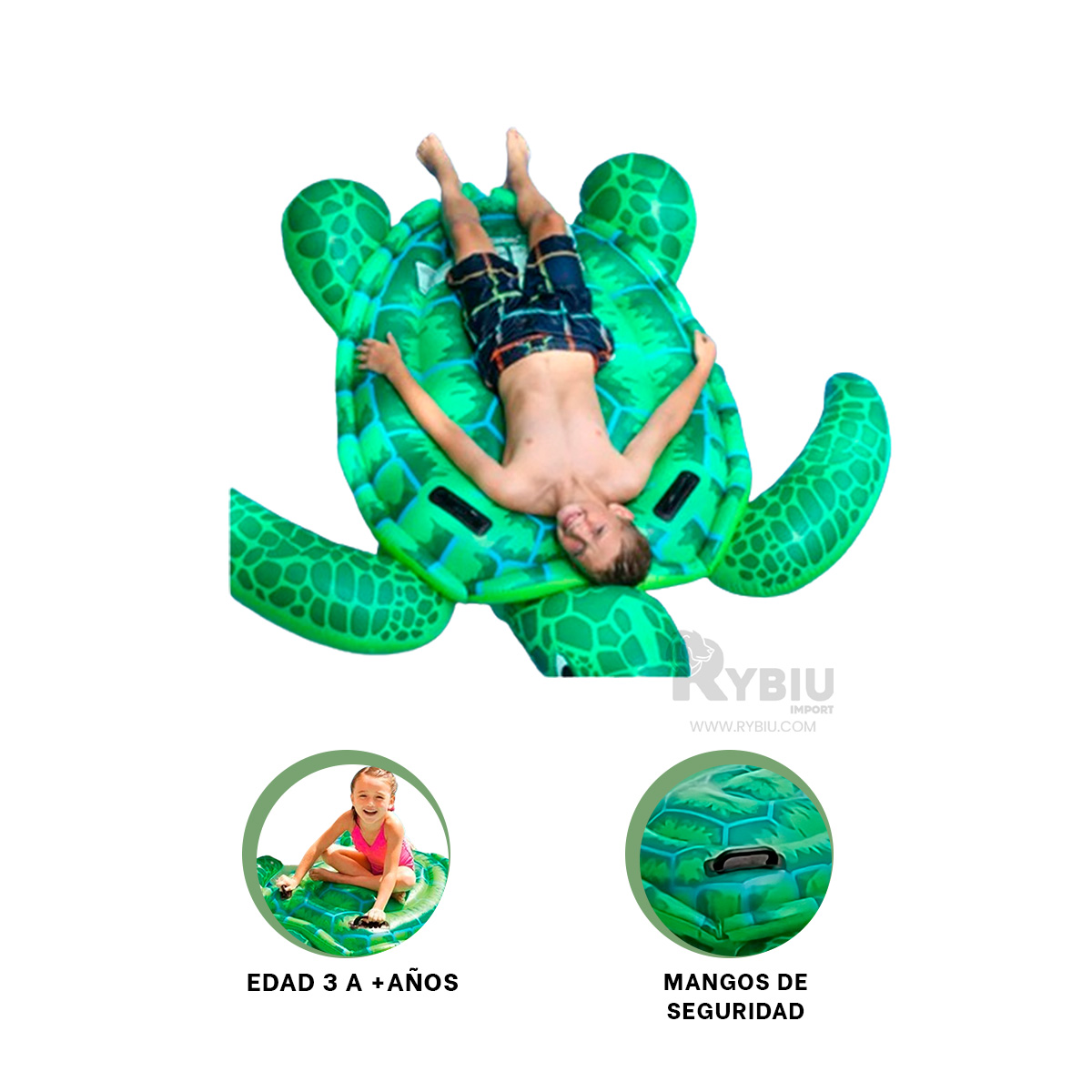 INFLABLE LIGERO Y COMODO DE TORTUGA VERDE Y+REGALO STICKERS - 4