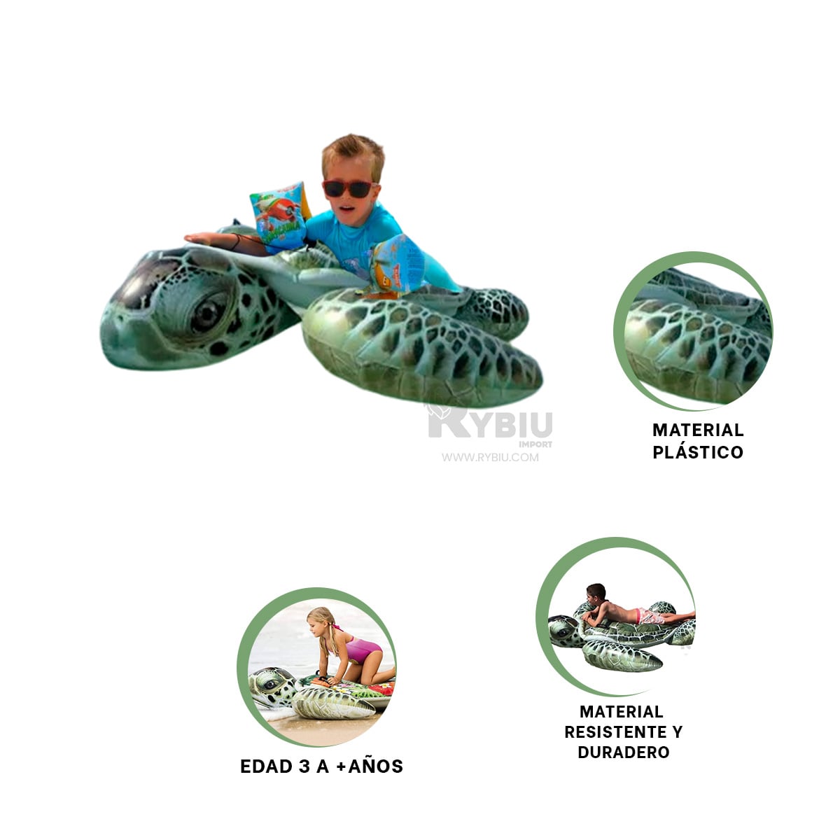 INFLABLE SIMPLE PARA NADAR DE TORTUGA Y+ENVOLTORIO DE REGALO - 3
