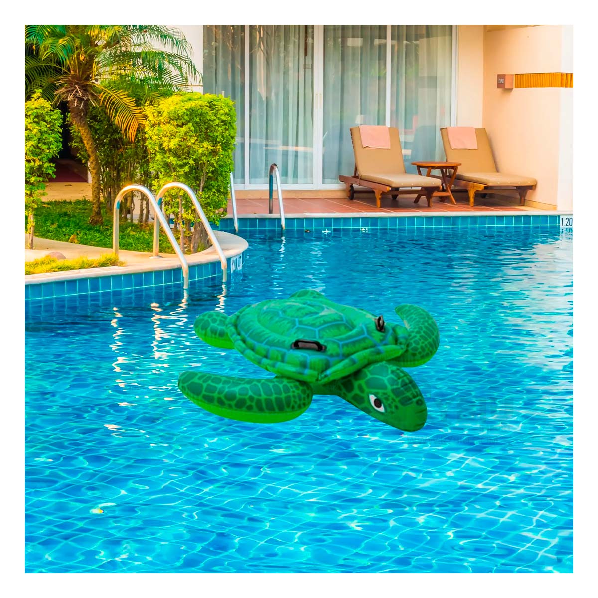 FLOTANTE PLAYERO DE TORTUGA VERDE Y+REGALO LIGAS PARA PEINAR - 1