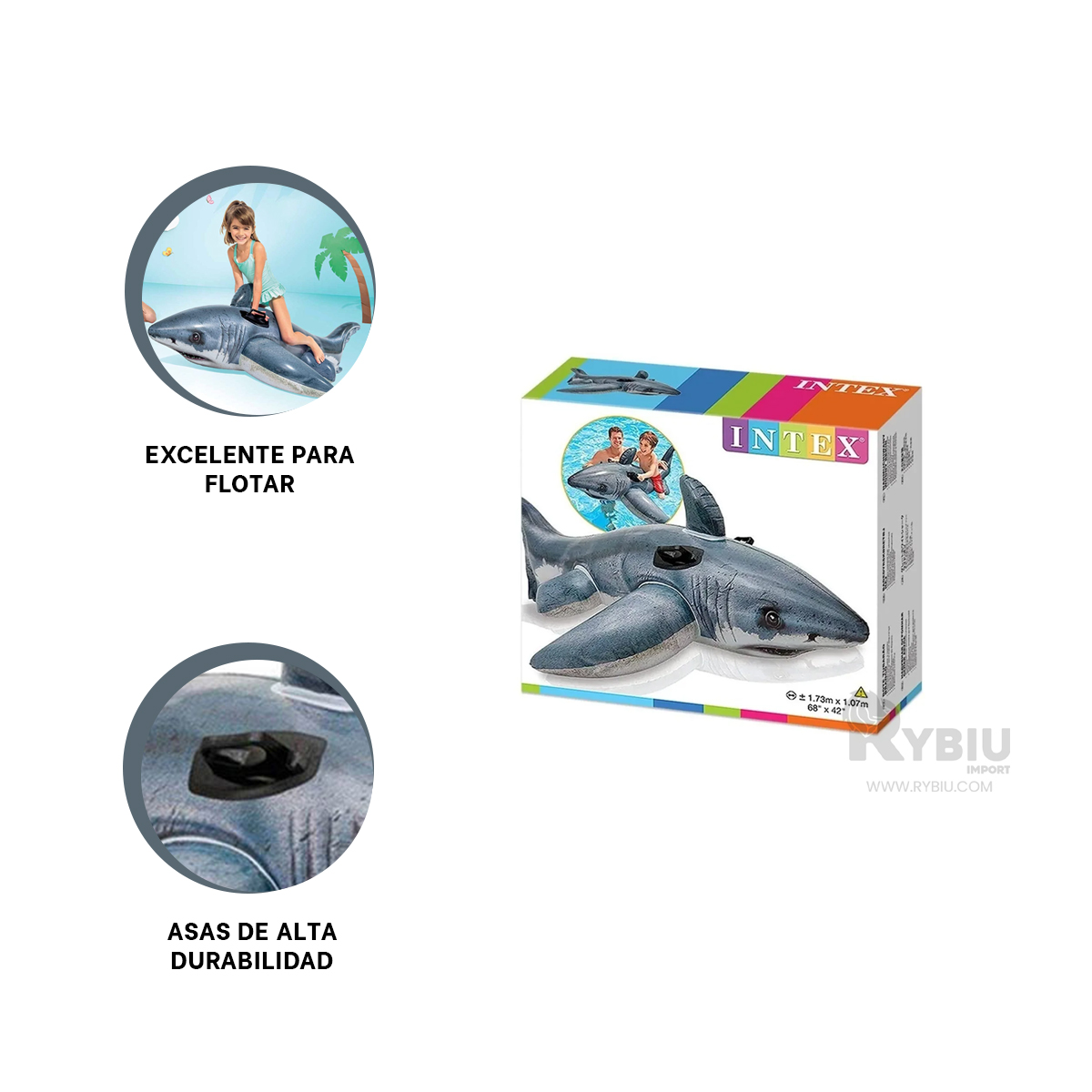 INFLABLE SIMPLE PARA NADAR DE TIBURON Y+ENVOLTORIO DE REGALO - 3