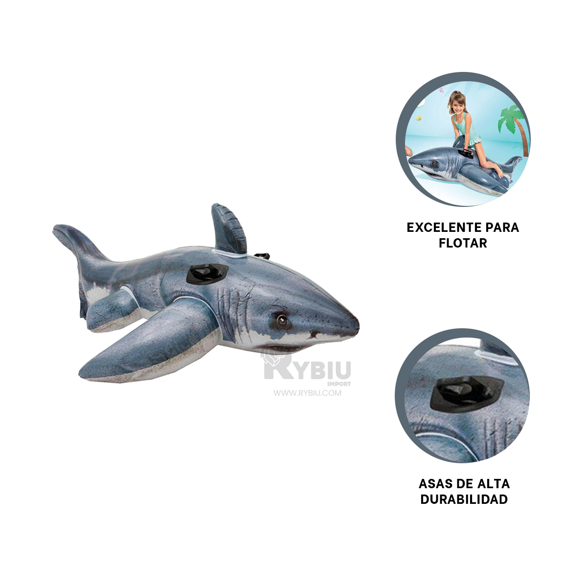 INFLABLE SIMPLE PARA NADAR DE TIBURON Y+ENVOLTORIO DE REGALO - 4