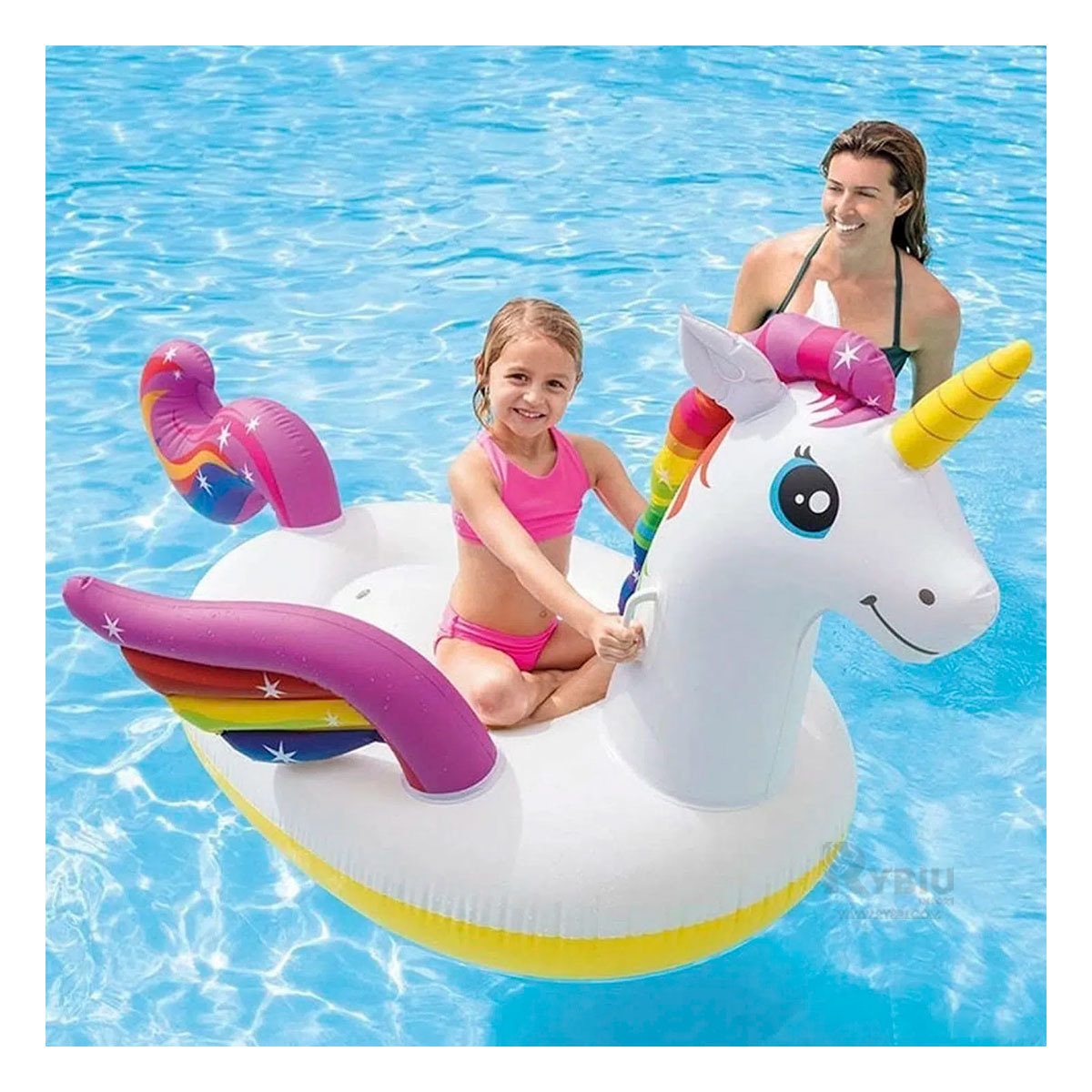 FLOTANTE INFLABLE DE UNICORNIO Y+REGALO LIGAS PARA PEINAR - 2