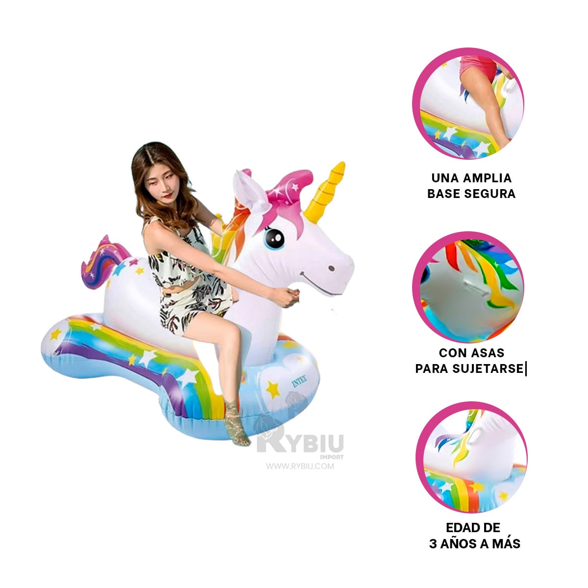 FLOTANTE UTIL DE UNICORNIO 163X86CM Y+BANDERITAS ADHESIVAS - 3