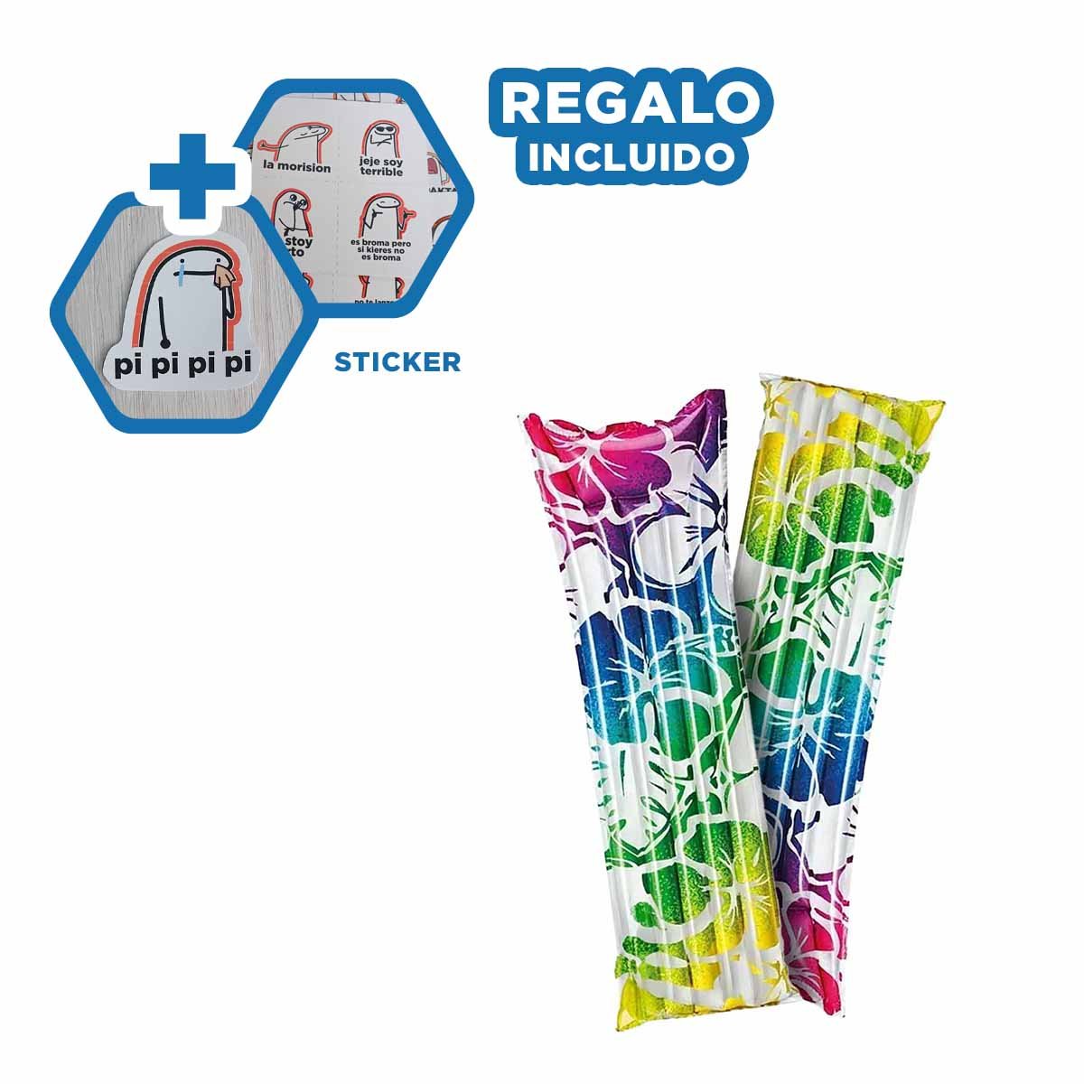 CAMA PORTATIL 59720NP ARCOIRIS INFLABLE Y COMODA PARA USO EN CASA Y VIAJES Y+REGALO STICKER - 1