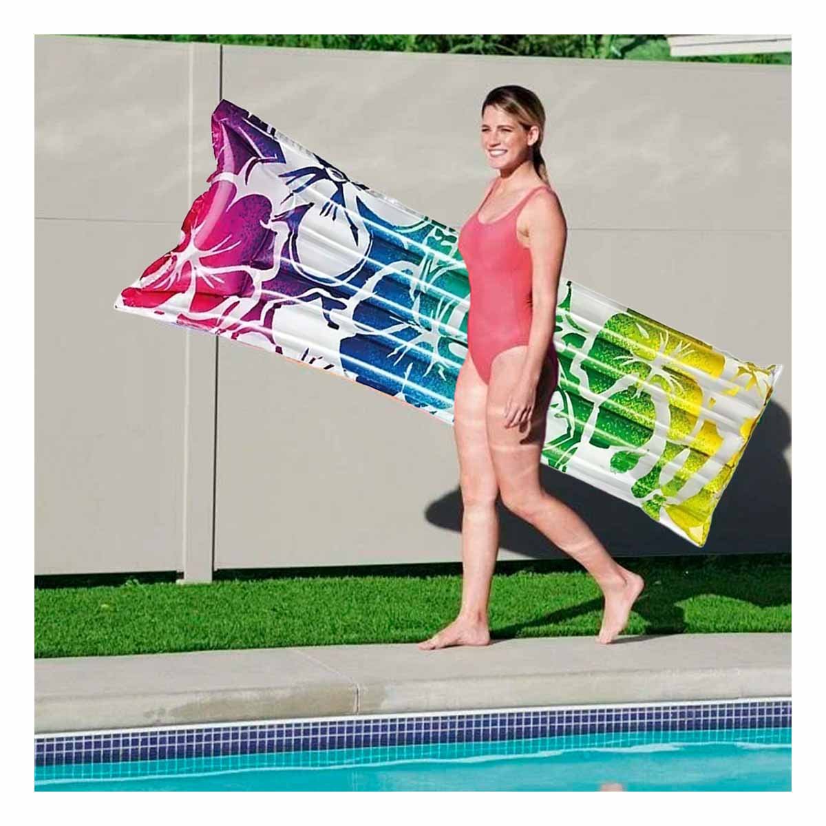 CAMA PORTATIL 59720NP ARCOIRIS INFLABLE Y COMODA PARA USO EN CASA Y VIAJES Y+REGALO STICKER - 5