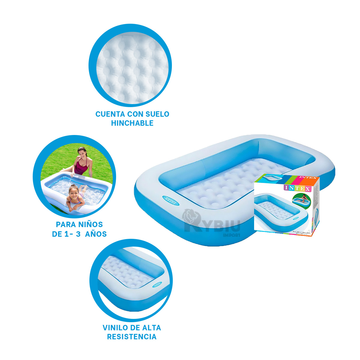 ALBERCA COMODO PARA INFANTES EN CELESTE Y+GIFT STICKERS - 3
