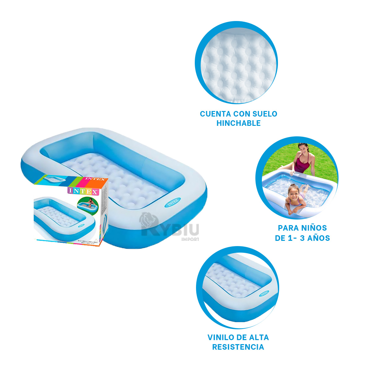 ALBERCA COMODO PARA INFANTES EN CELESTE Y+GIFT STICKERS - 4