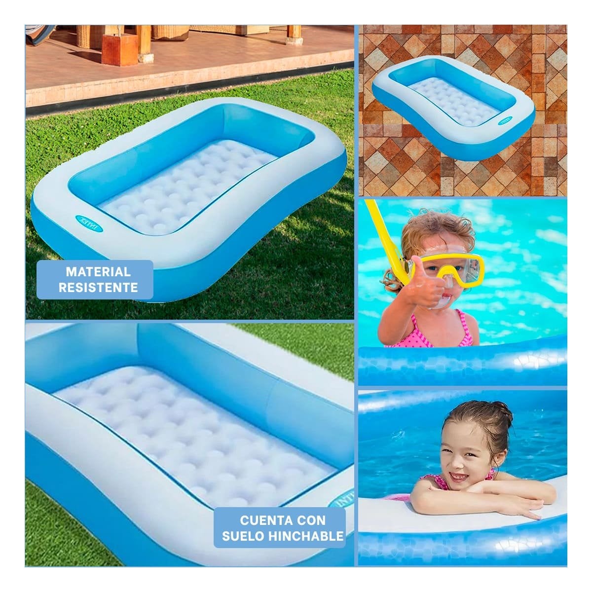 ALBERCA RECTANGULAR MODERNA 168X100X28 CM PARA PATIO EXTERIOR PLUS Y+POST IT - 5