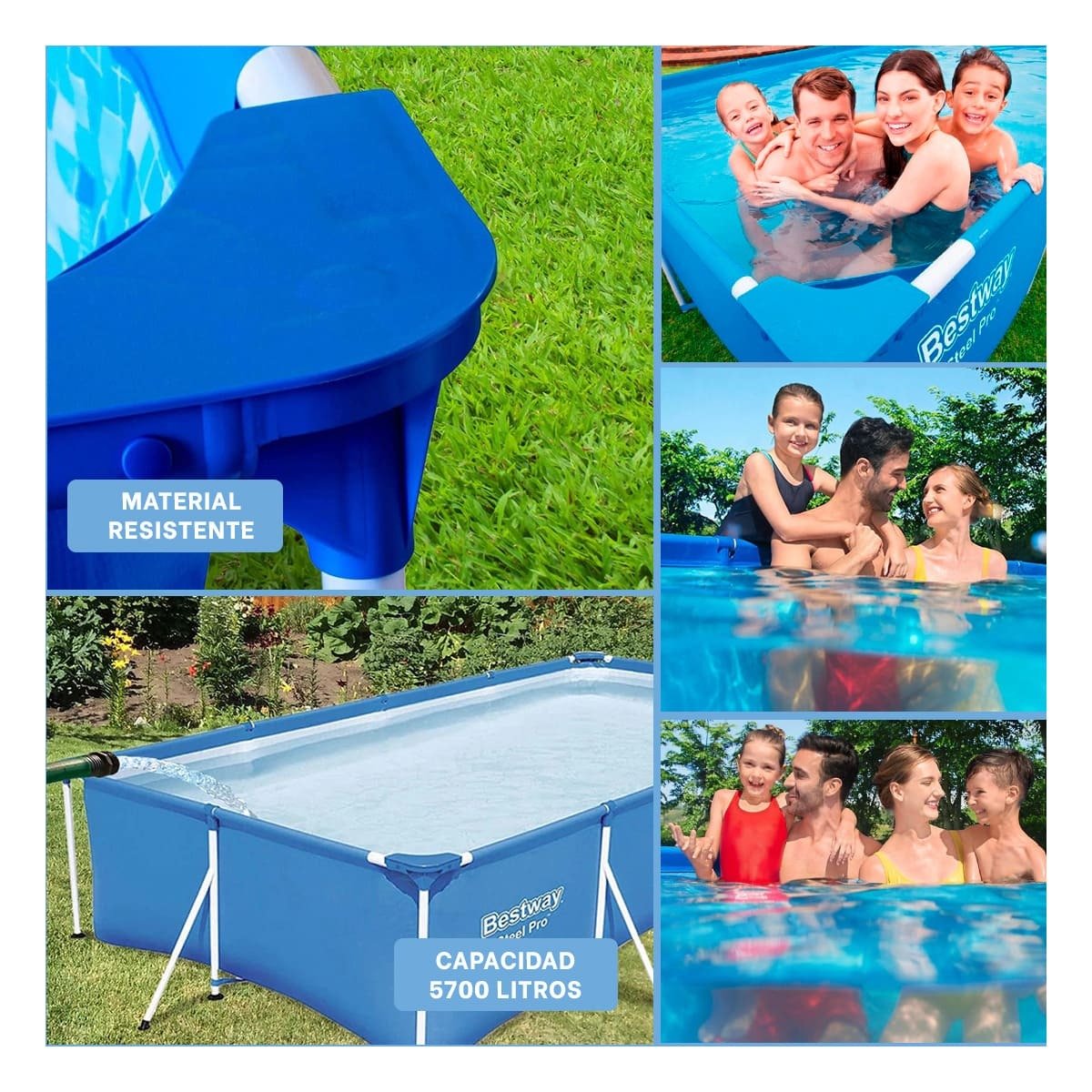 ALBERCA RECTANGULAR GRANDE 400X211X81CM PARA USO FAMILIAR Y+LIGAS REGALO - 5