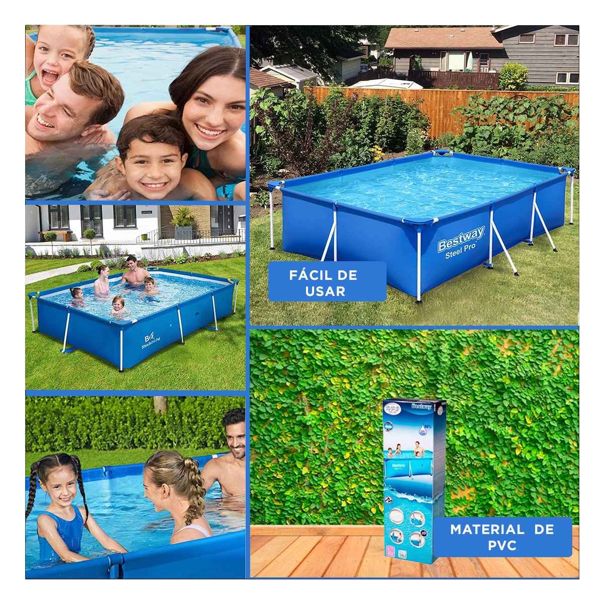 ALBERCA RECTANGULAR GRANDE 300X201X66 CM PARA USO FAMILIAR Y+LIGAS REGALO - 5