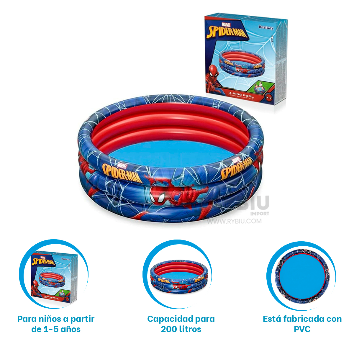 ALBERCA MODERNA DE ARAÑA EN COLOR AZUL Y+GIFT STICKERS - 2