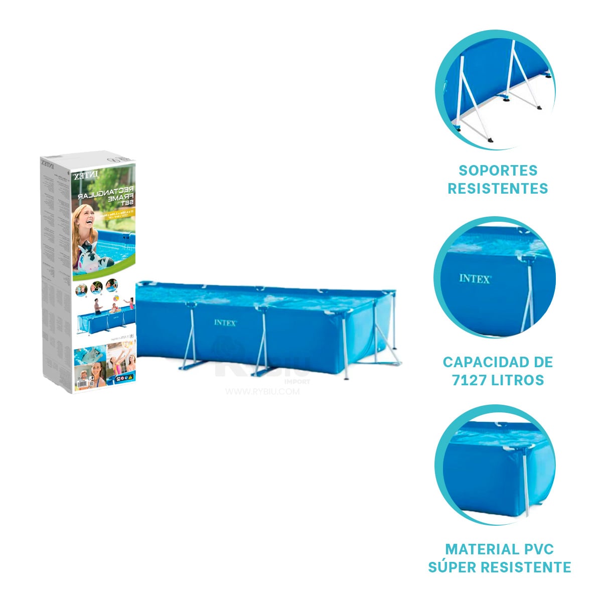 PILETA RECREATIVA TONO CELESTE Y+REGALO LIGAS PARA PEINAR - 3