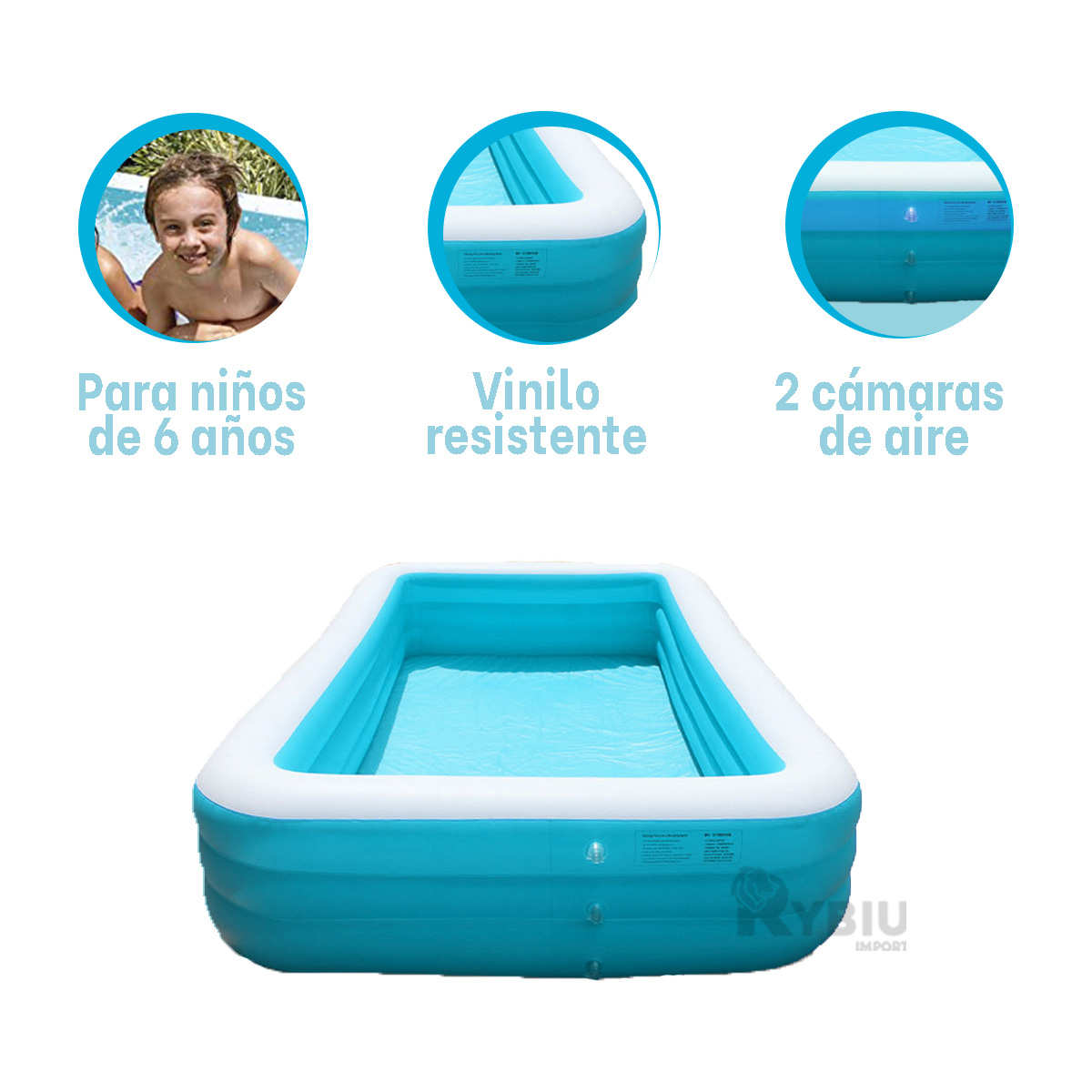 PILETA FUERTE FACIL EN CELESTE Y+BANDERITAS ADHESIVAS - 1