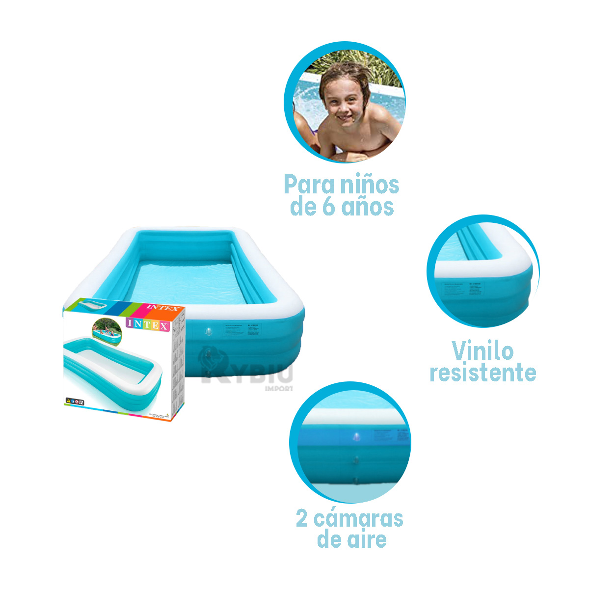 PILETA FUERTE FACIL EN CELESTE Y+BANDERITAS ADHESIVAS - 4