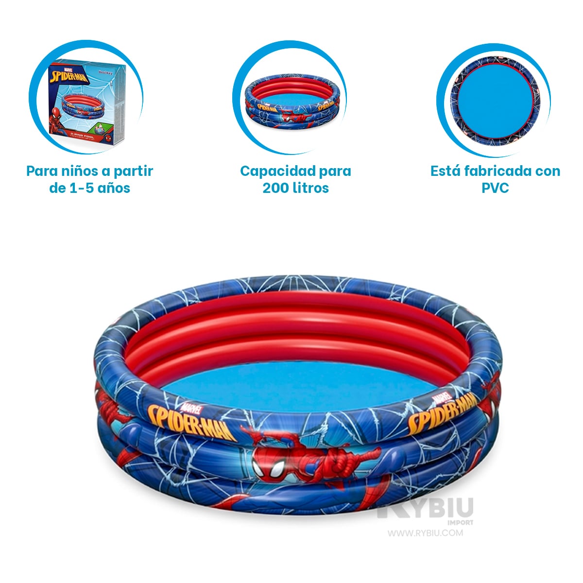 PILETA RECREATIVA EN TONO AZUL Y+REGALO LIGAS PARA PEINAR - 3