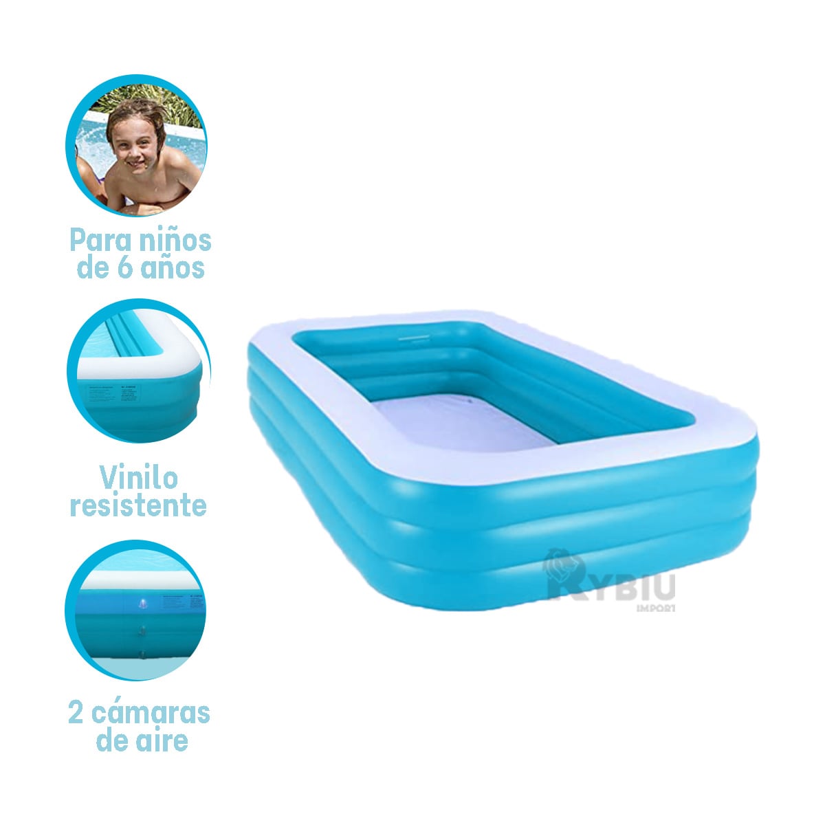 ALBERCA AMPLIA PARA NIÑOS EN CELESTE Y+REGALO AGENDITA - 3