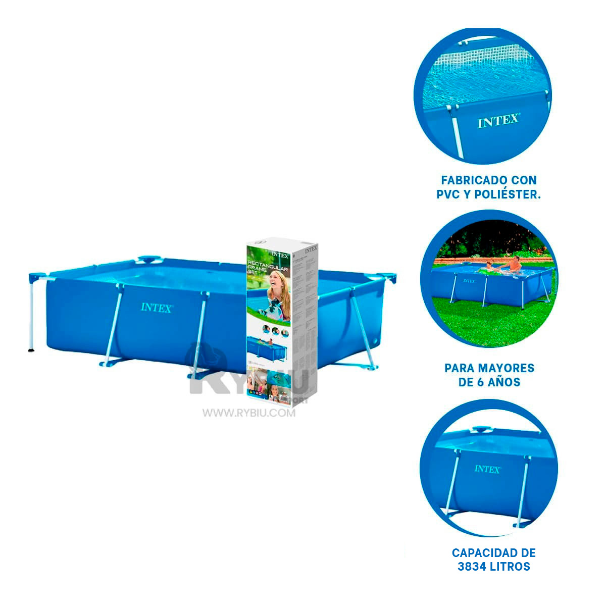 PILETA RECREATIVA TONO CELESTE Y+REGALO LIGAS PARA PEINAR - 3