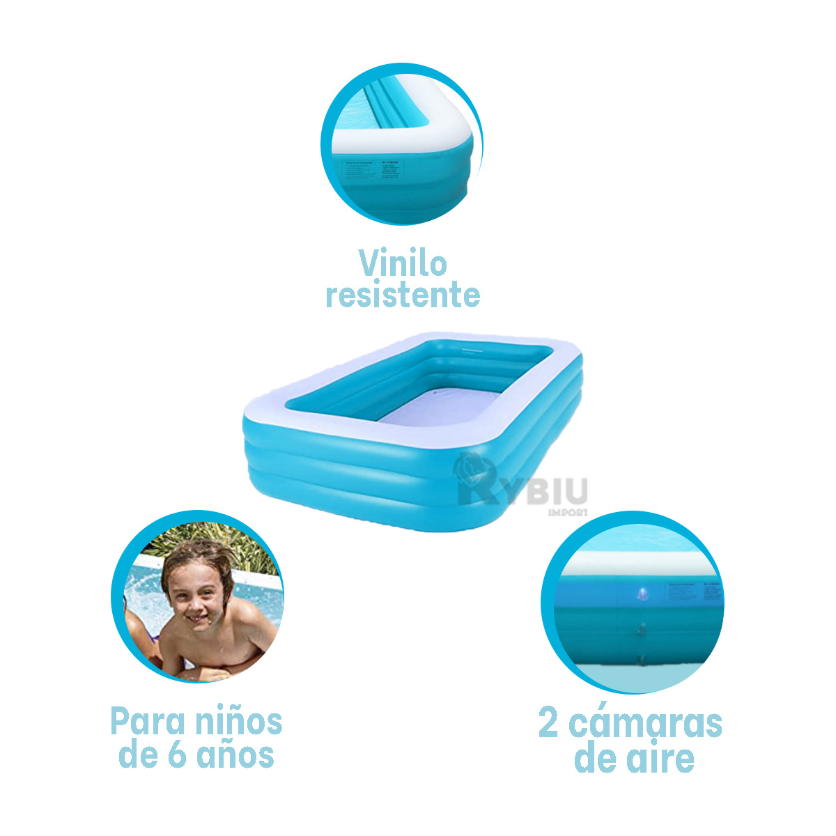 ALBERCA BONITA DE BALDE DE TONO CELESTE Y+REGALO STICKERS - 3