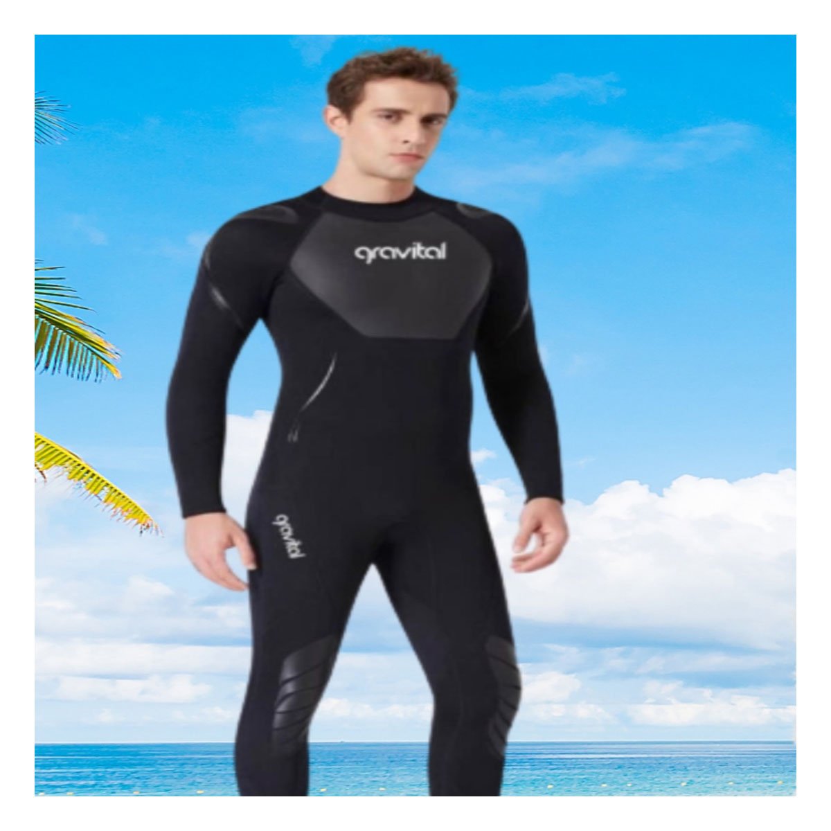 TRAJE BAÑO NATACIÓN HOMBRE RYBIU 61130-H 3.3MM NEGRO ACTIVIDAD FISICA + POST-IT ADHESIVOS - 2