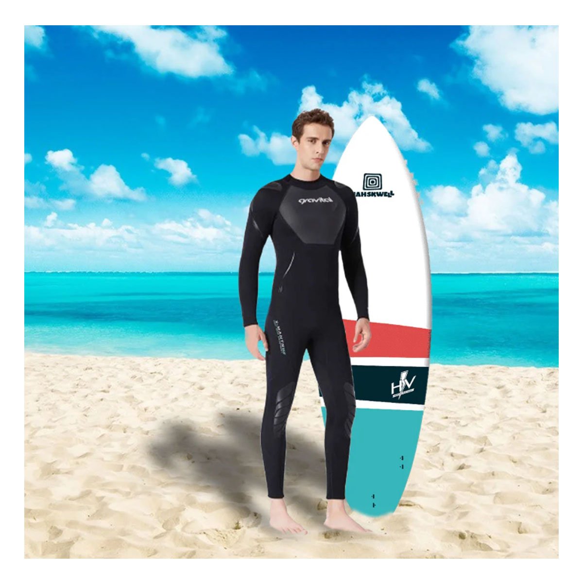 TRAJE BAÑO NATACIÓN HOMBRE RYBIU 61130-H 3.3MM NEGRO ACTIVIDAD FISICA + POST-IT ADHESIVOS - 3