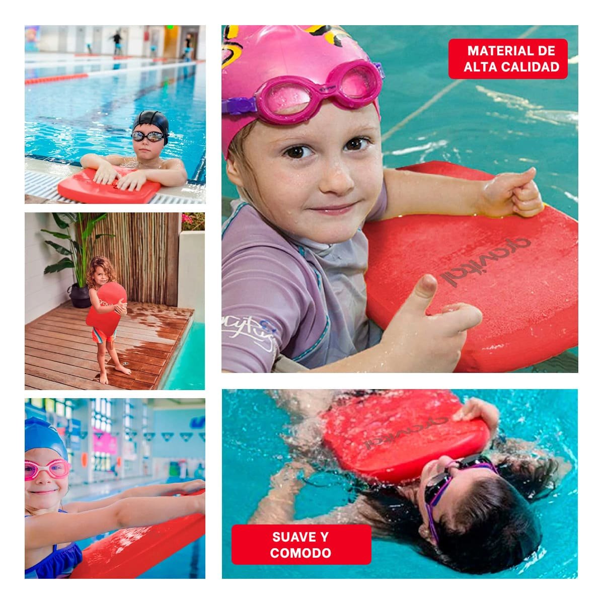 PLACA PLANA DE NATACION COLOR ROJO PARA USO CONTINUO EN PISCINA Y+POST IT - 5