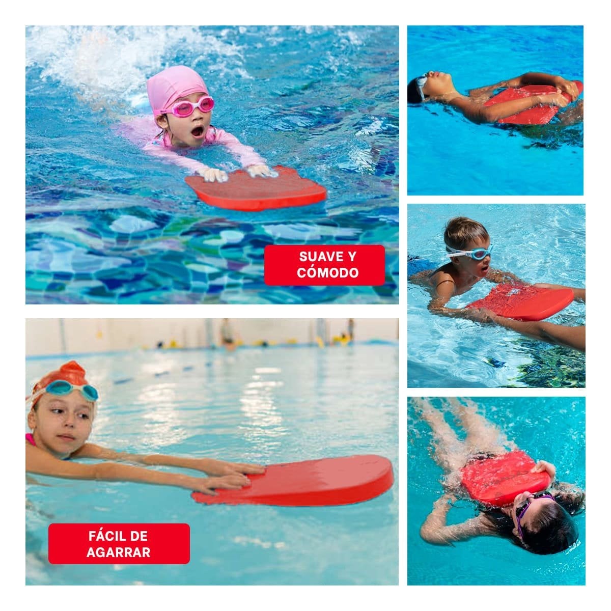 FLOTADOR PLANO DE NATACION COLOR ROJO PARA USO DIARIO EN PISCINA Y+LIGAS REGALO - 5