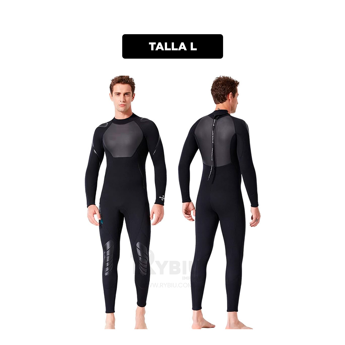 TRAJE BAÑO NATACIÓN HOMBRE RYBIU 61130-H 3.3MM NEGRO ADAPTABLE Y FUNCIONAL + PAPEL REGALO - 5