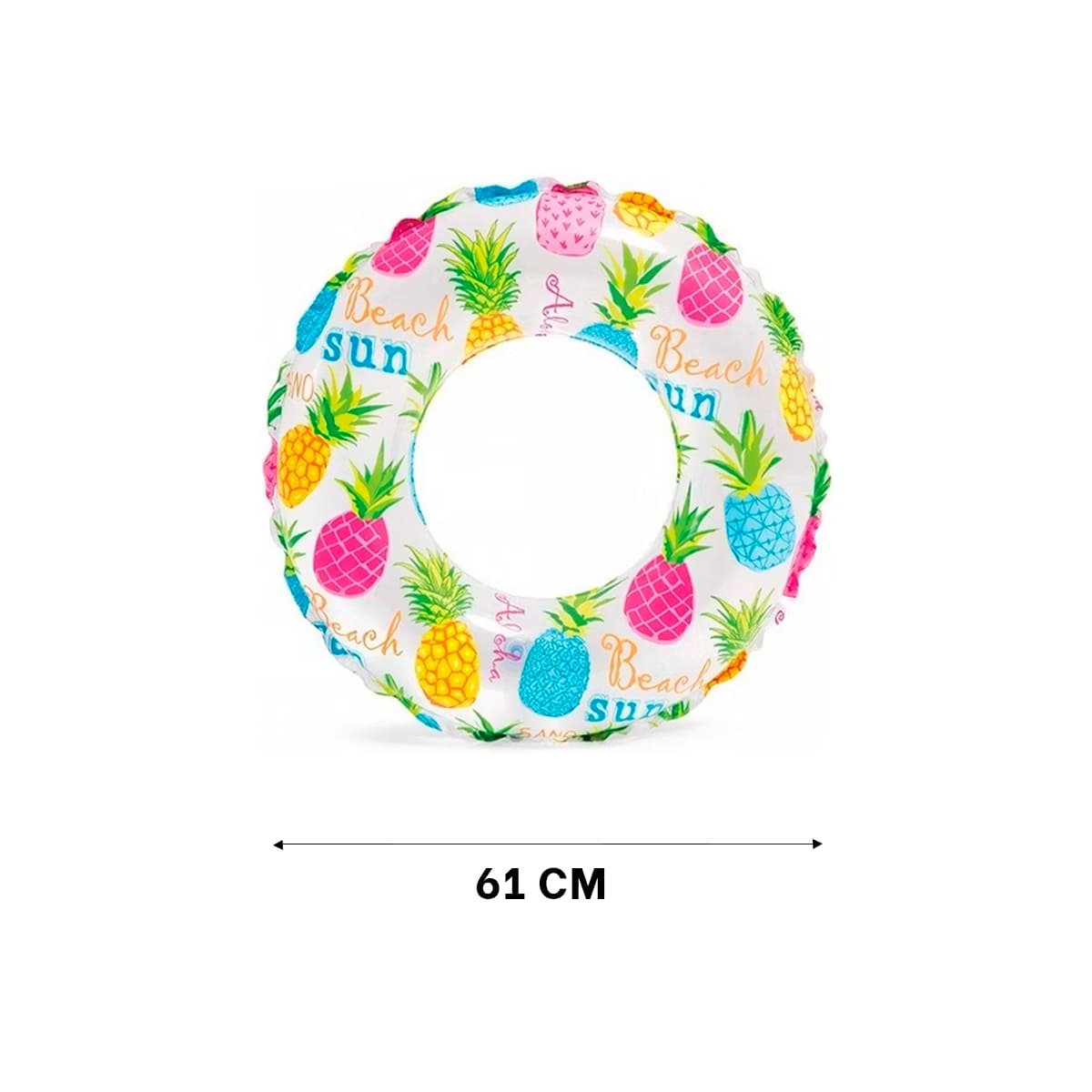 FLOTADOR ARO DE 61 CM CON ILUSTRACION DE PIÑA PARA PISCINA Y+LIGAS REGALO - 4