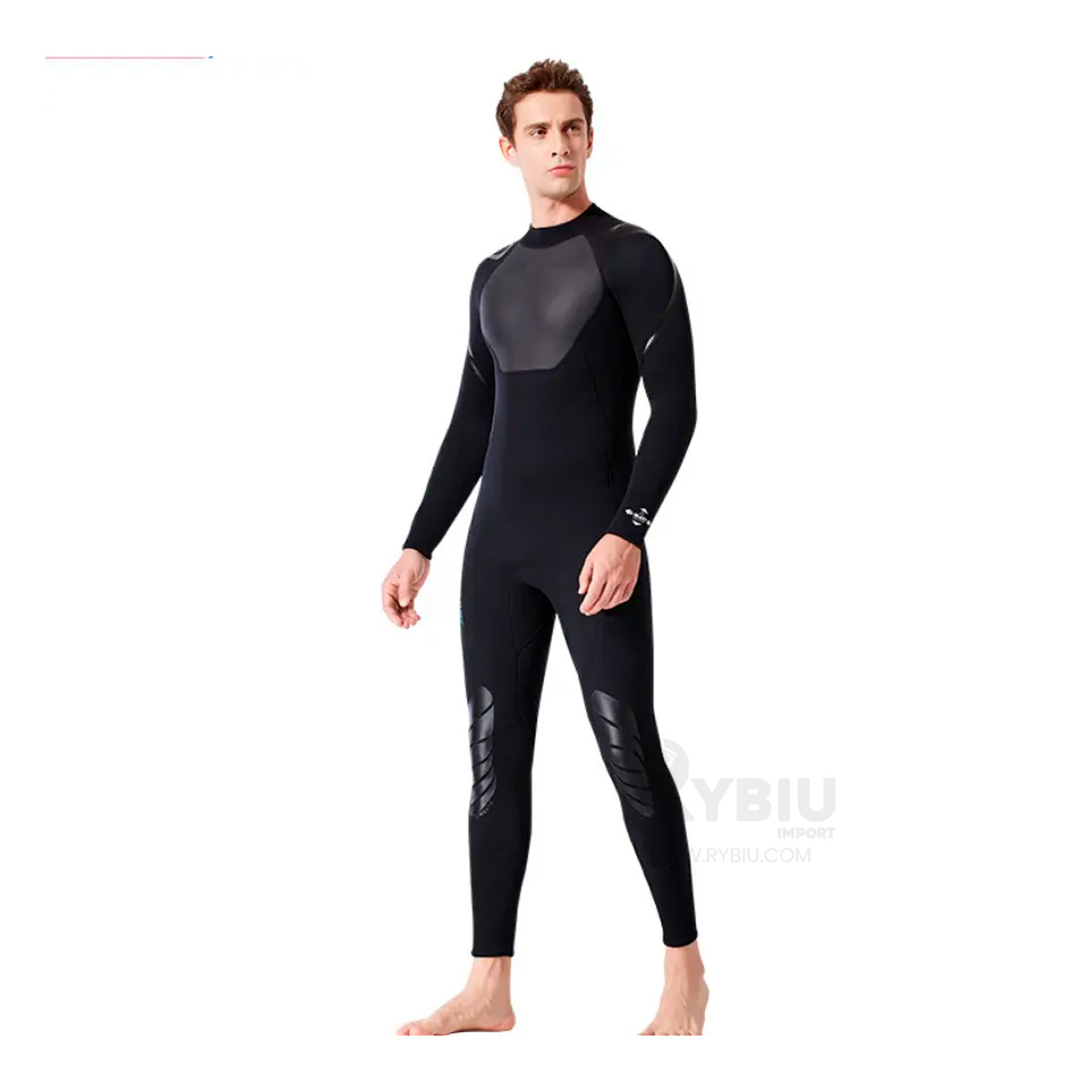 TRAJE BAÑO NATACIÓN HOMBRE RYBIU 61130-H 3.3MM NEGRO APTA NADAR + REGALO LIGAS PEINAR - 3