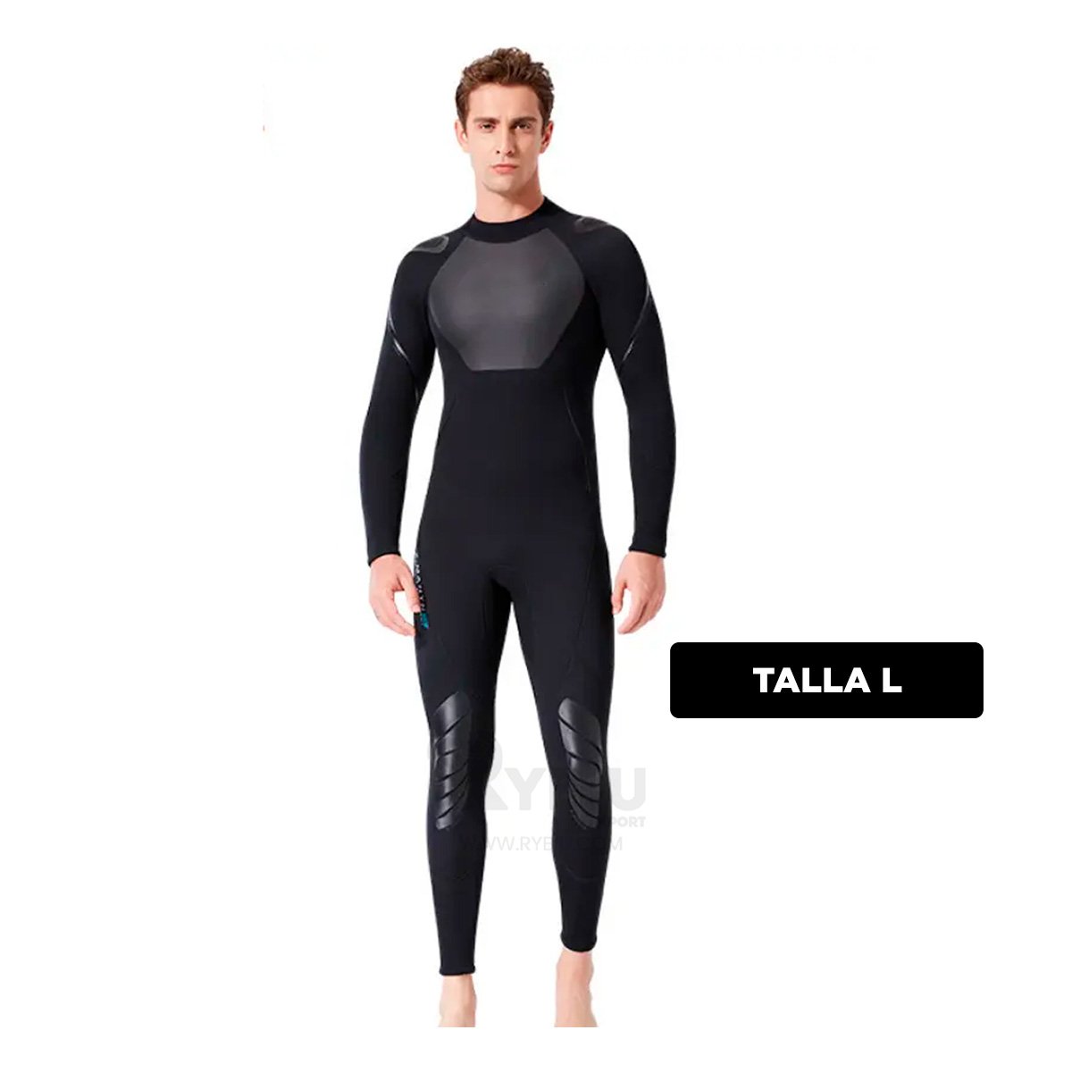 TRAJE BAÑO NATACIÓN HOMBRE RYBIU 61130-H 3.3MM NEGRO APTA NADAR + REGALO LIGAS PEINAR - 5