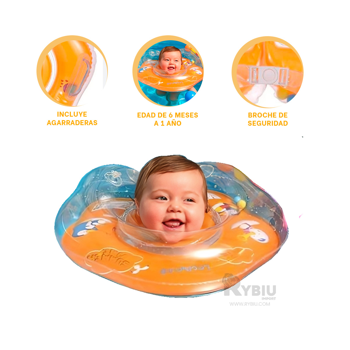 FLOTADOR ERGONOMICO Y LIGERO EN ANARANJADO Y+PAPEL DE REGALO - 3