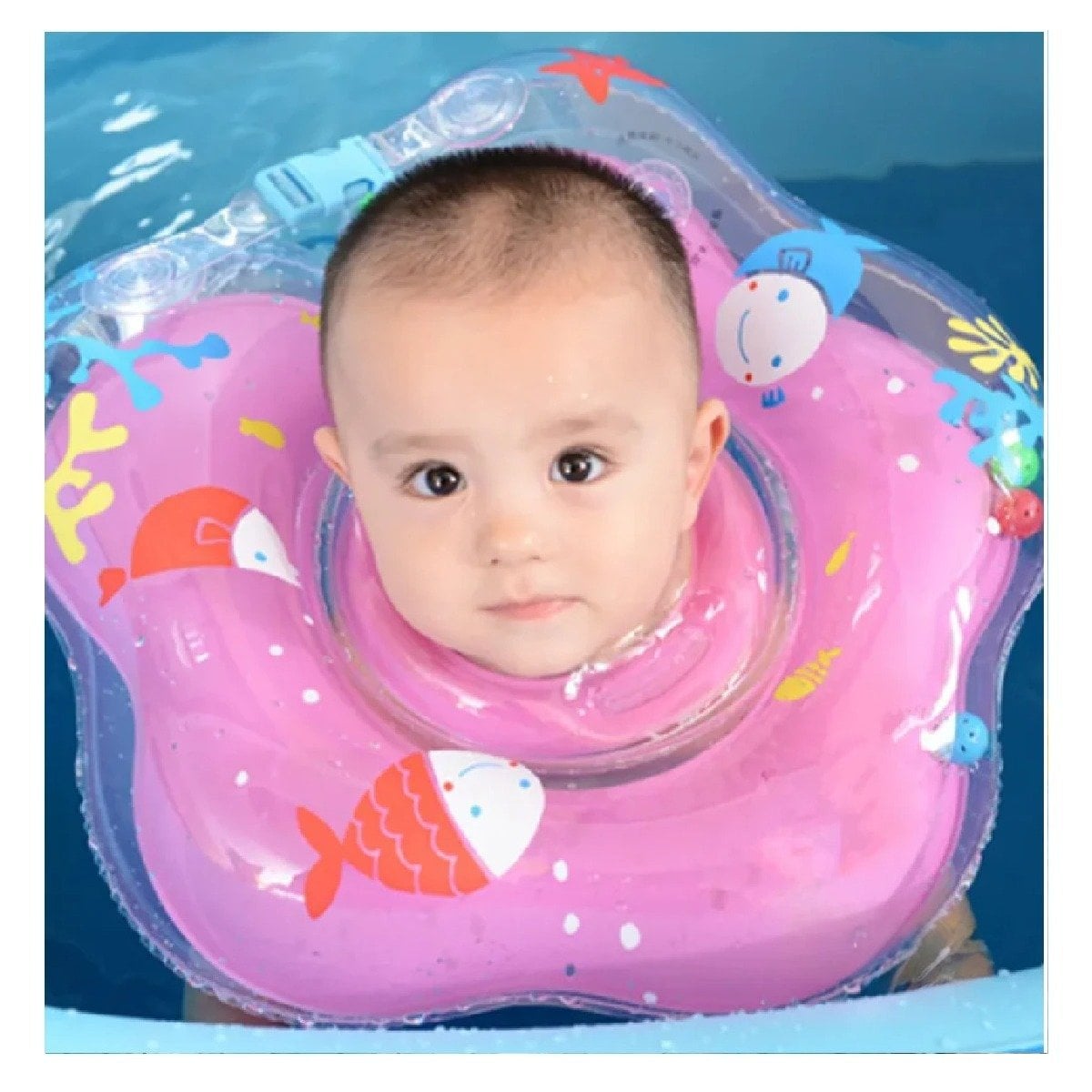 FLOTADOR ACUATICO DE CUELLO ROSADO PARA BEBE DE 66 X 44 CM Y+LIGAS REGALO - 2