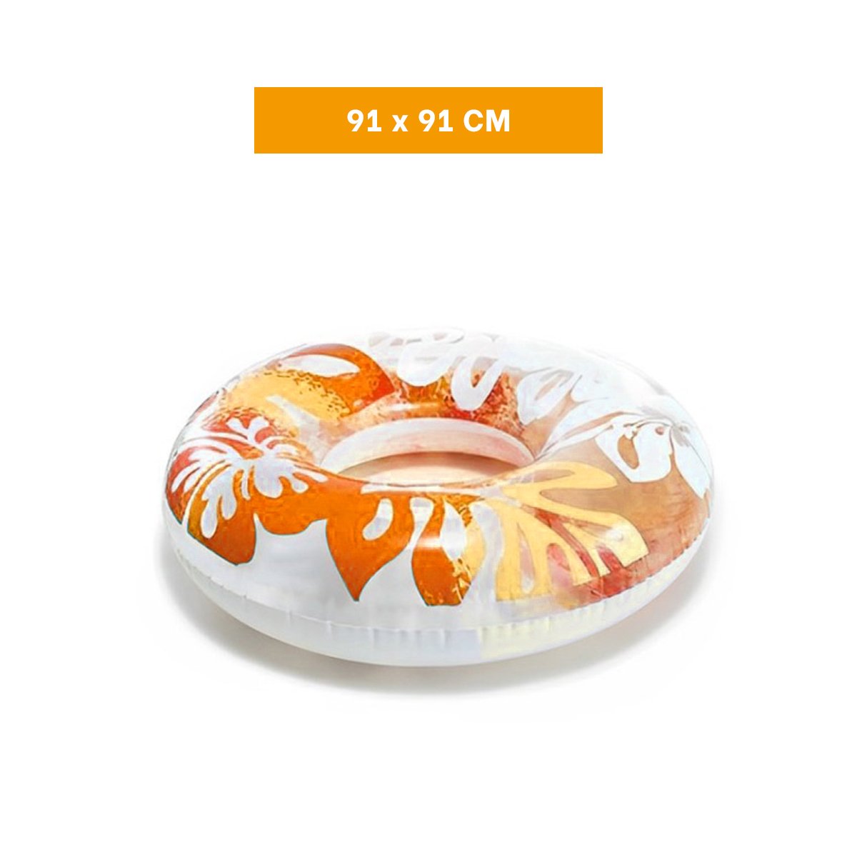 FLOTADOR CIRCULAR ANARANJADO DE 91 CM CON DISENO FLORAL MARINO PARA PISCINA Y+LIGAS REGALO - 4
